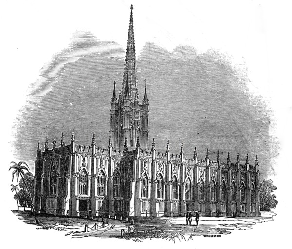 St. Paul's Cathedral, Calcutta, 1845. Creator: Josiah Wood Whymper.