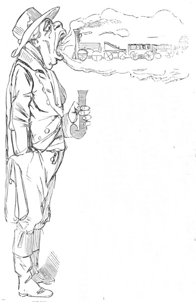 John Bull, with open mouth, is ready to swallow any quantity of Railroad, 1845. Creator: Alfred Crowquill.