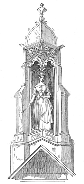 Statue of Queen Victoria, on the Great South Gable, Lincoln's Inn New Buildings, 1845. Creator: Unknown.