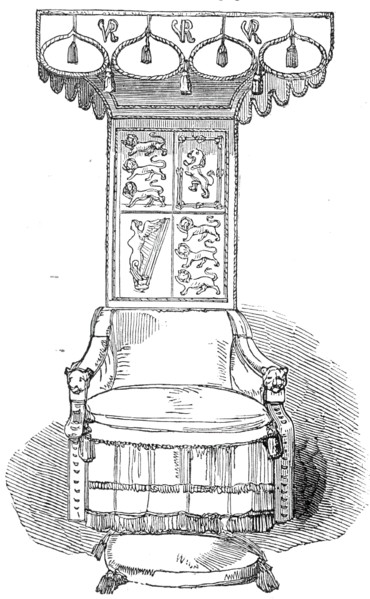 Her Majesty's State Chair, Great Hall, Lincoln's Inn New Buildings, 1845. Creator: Unknown.