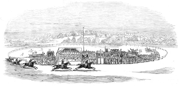 Races at Wheat Croft - Col. Thompson's "Hamlet" winning the Lascelles Cup, 1845. Creator: Unknown.