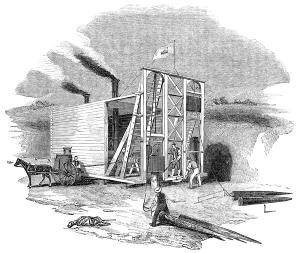 Patent American steam pile-driving engine, 1844. Creator: Unknown.