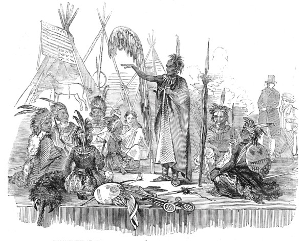 Encampment of Ioway Indians, Lord's Cricket Ground - the Welcome Speech, 1844. Creator: Unknown.