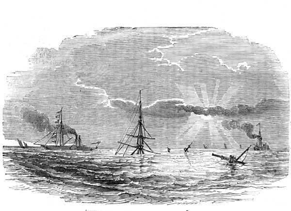View of the wreck at sunset, 1844. Creator: Unknown.