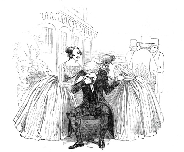 Scene from the new comedy of "Old Heads and Young Hearts", at the Haymarket Theatre, 1844. Creator: Unknown.