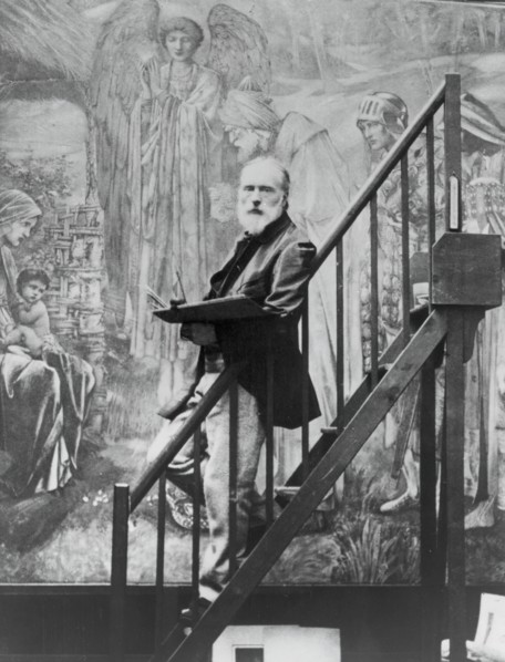 Edward Burne-Jones at work on the Star of Bethlehem, 1895. Creator: Barbara Leighton.