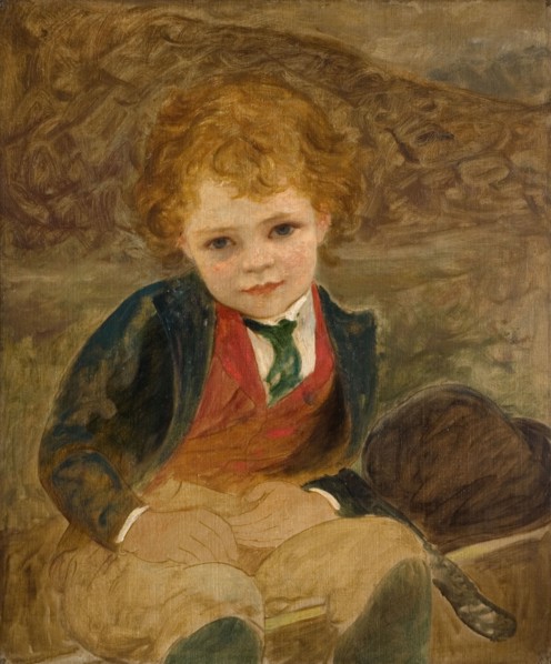 Study Of A Boy Sitting In A Wheelbarrow