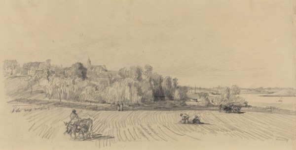 L'Ile aux Moines with Workers in a Field