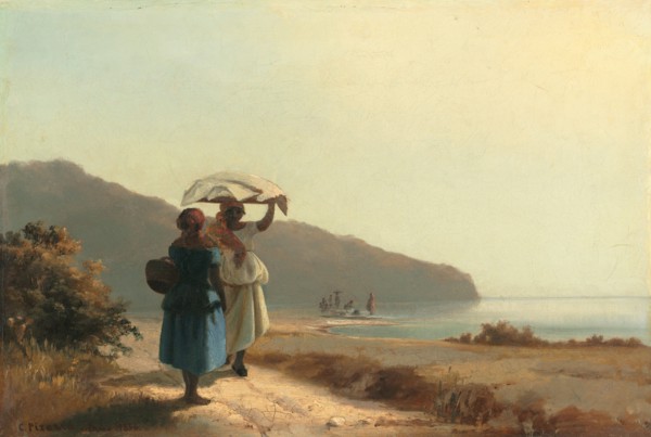 Two Women Chatting by the Sea