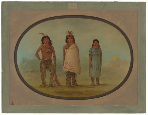 Two Chippewyan Warriors and a Woman