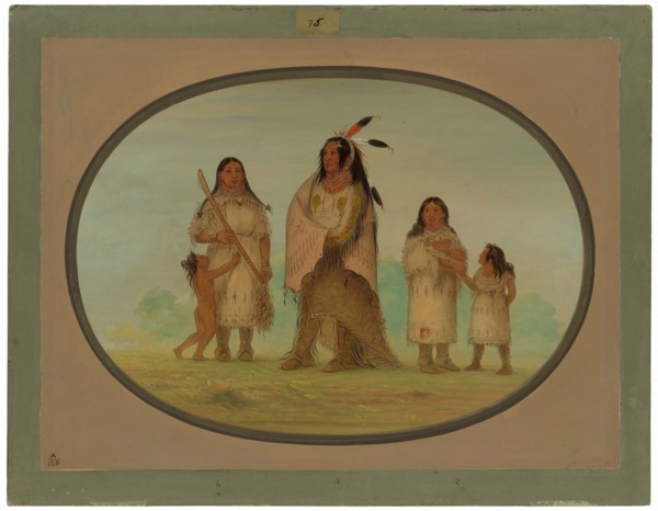 Assinneboine Warrior and His Family