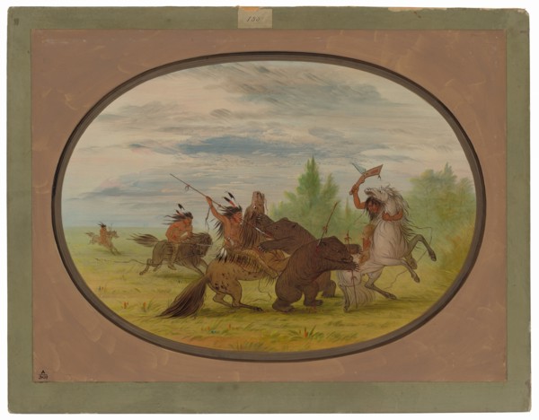 K'nisteneux Indians Attacking Two Grizzly Bears