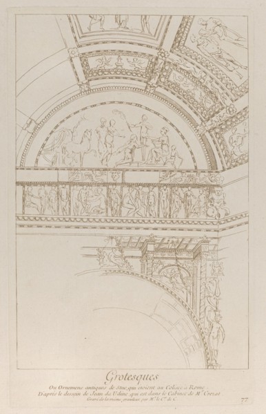 Grotesques: detail of the stucco reliefs decorating the Colosseum in Rome