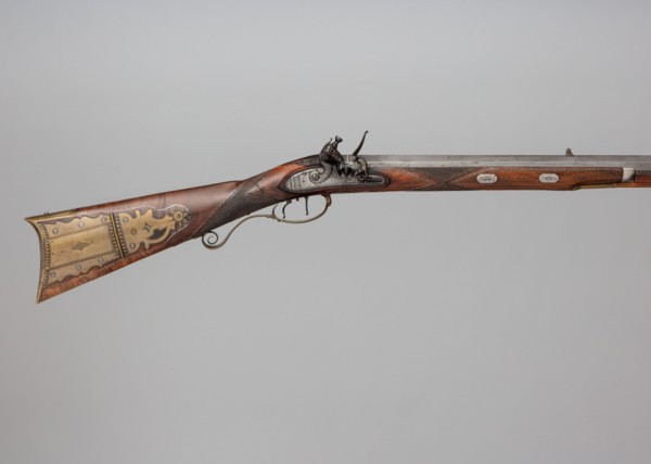 Flintlock Rifle with Case and Bullet Mould Made for Colonel Jacob Bates