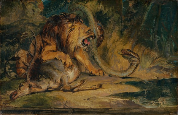 Lion Defending its Prey, c. 1840.