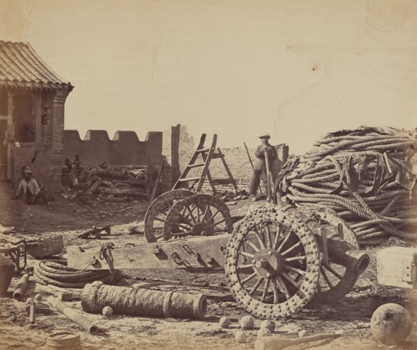 Interior of Pehtang Fort Showing the Magazine and Wooden Gun, August 1, 1860, 1860.