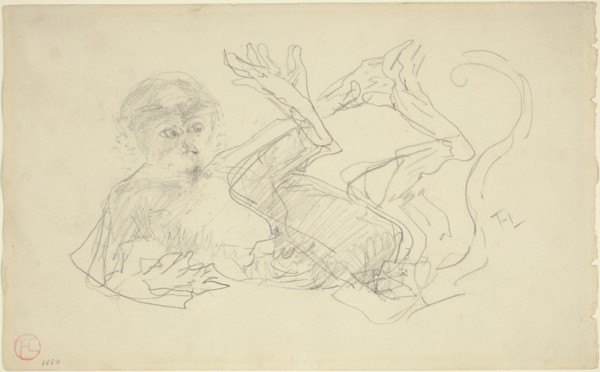 A Monkey Playing on His Back, 1880.