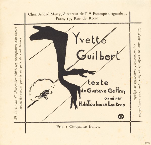 Advertisement for the Album Yvette Guilbert, 1894.