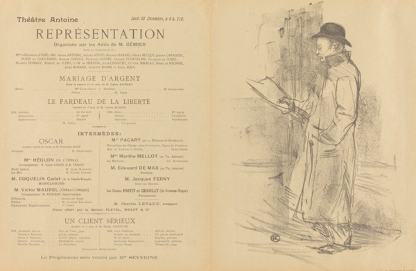 Mariage d'argent; Le Fardeau de la liberté; Un Client sérieux [recto], 1897.