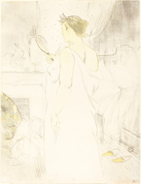 Woman at the Mirror (Femme à glace), 1896. Observations of daily life inside a Parisian brothel where Lautrec resided.
