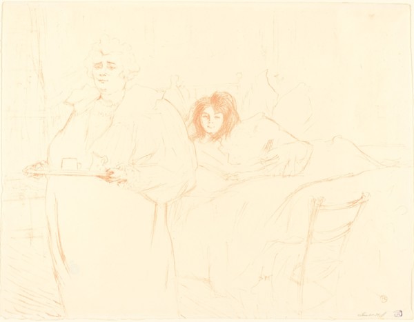 Woman with a Tray (Femme au plateau), 1896. Observations of daily life inside a Parisian brothel where Lautrec resided.