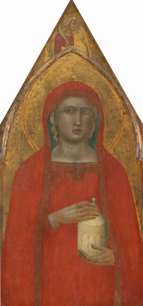 Saint Mary Magdalene, with an Angel [left panel], probably 1340.