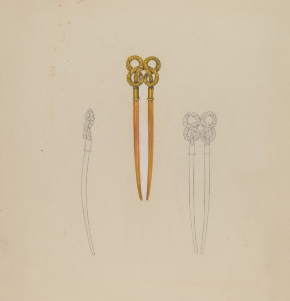 Amber Hairpin, 1935/1942.