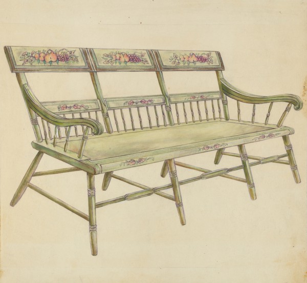 Sheraton Painted Three-Back Settee, 1935/1942.