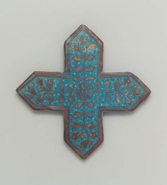 Cross-Shaped Tile, Iran, second half 13th-early 14th century. From the walls of an Ilkhanid palace, mosque, or mausoleum.