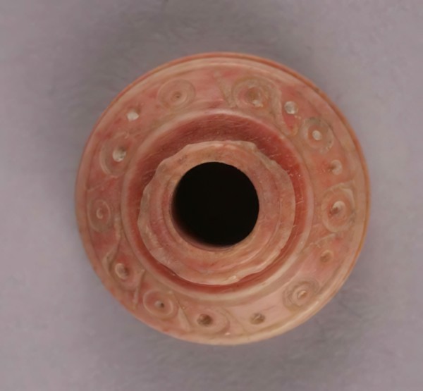 Spindle Whorl, Iran, 9th-10th century.  Excavated at Nishapur, providing evidence the city possessed a thriving textile industry.