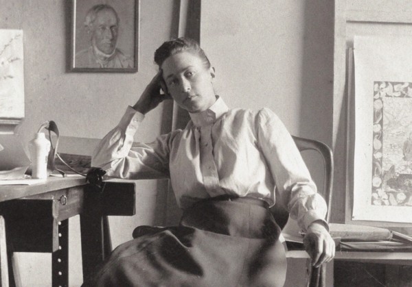Hilma af Klint in her studio at Hamngatan, Stockholm, c. 1895. Found in the collection of Courtesy of Stiftelsen Hilma af Klints Verk.