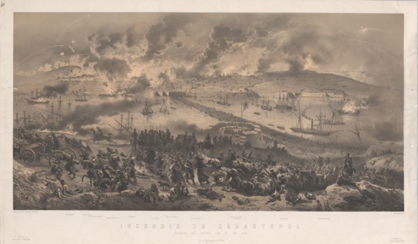 Fire of Sevastopol. Retreat of the Russians on the North Coast, 1855. Private Collection.