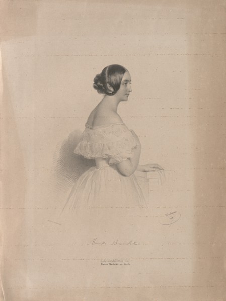 Portrait of the Opera singer Marietta Brambilla (1807-1875), 1839. Private Collection.