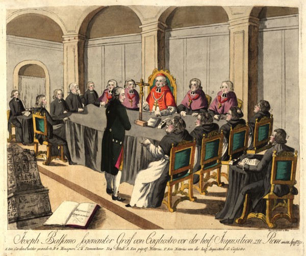 Joseph Balsamo, comte de Cagliostro, before the Inquisition in Rome on April 14, 1791, 1791. Private Collection.