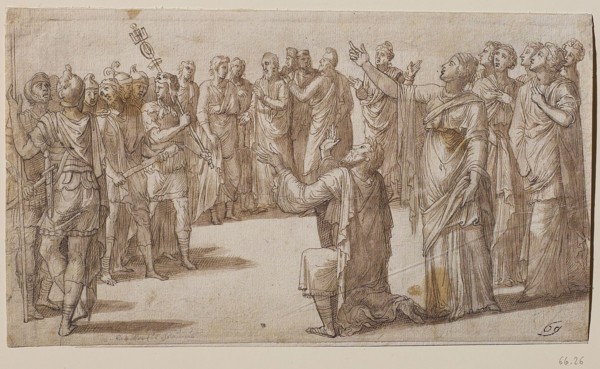 Augustus and the Tiburtine Sibyl, ca 1547. Found in the collection of Szepmuveszeti Muzeum, Budapest.