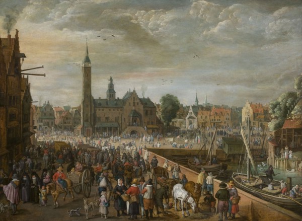 View of the Grote Markt in Lier, Early 17th cen. Found in the collection of Stedelijk Museum Wuyts-Van Campen en Baron Caroly, Lier.