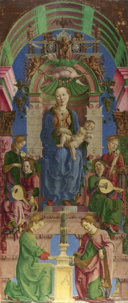 The Virgin and Child enthroned, 1470s. Found in the collection of National Gallery, London.