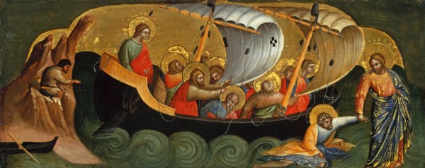 Christ Rescuing Peter from Drowning (Predella Panel), ca 1370. Found in the collection of Staatliche Museen, Berlin.