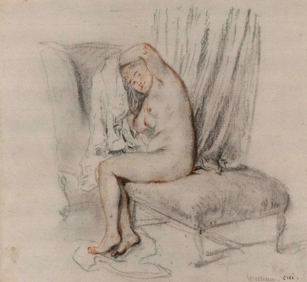 Femme nue enlevant sa chemise , ca 1717. Found in the collection of British Museum.