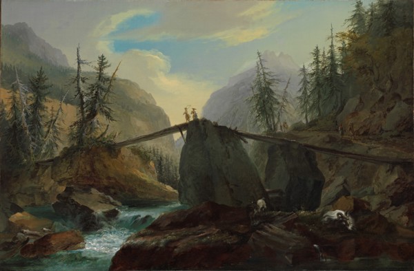 Wooden footbridge over the Lütschine near Gsteig, 1774. Found in the collection of Kunst Museum Winterthur.