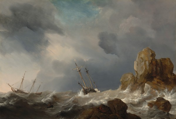 Ships in a Gale, 1660.