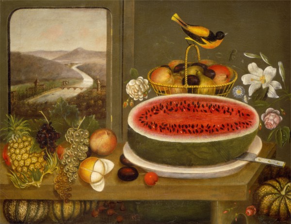 Fruit and Baltimore Oriole, 1858.