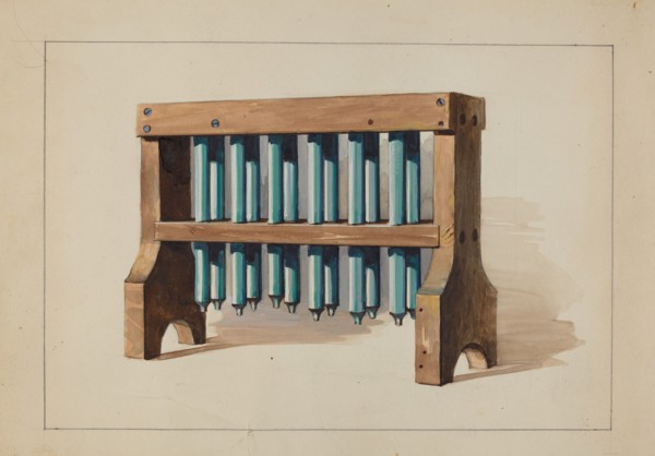 Rack with Candle Molds, c. 1935.