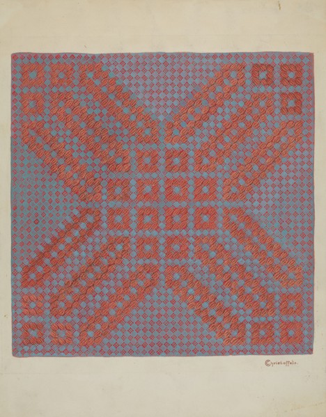 Coverlet - Section of Reverse Side, c. 1937.
