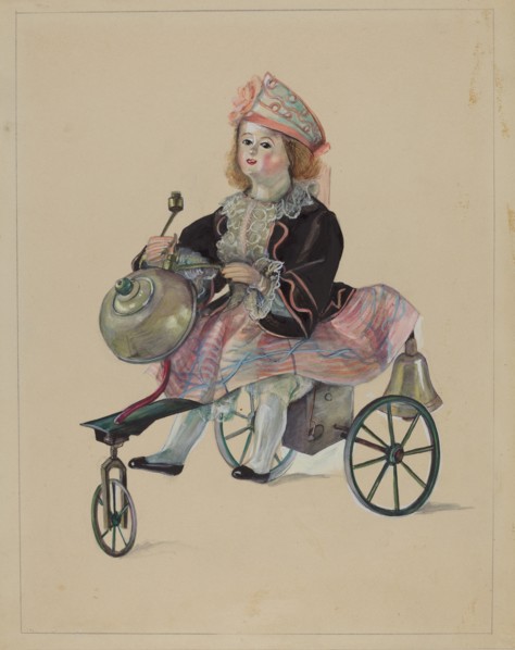 Doll on Velocipede, c. 1936.