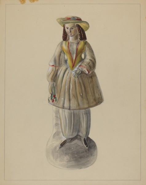 Pa. German Chalkware Bloomer Girl, c. 1936. Creator: Mina Lowry.