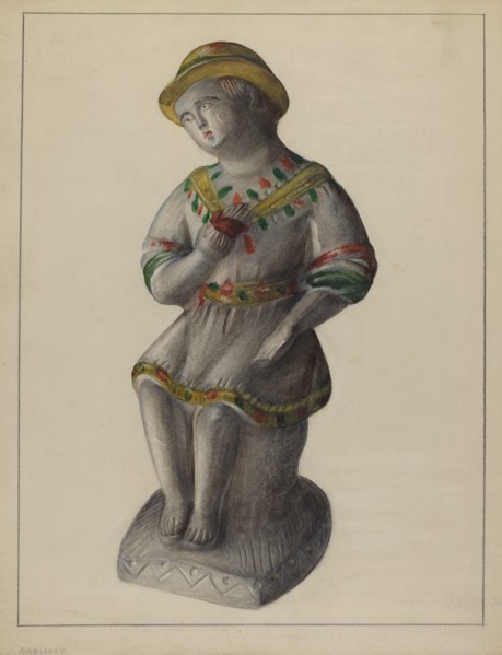 Pa. German Chalkware Shepherd Boy, c. 1937. Creator: Mina Lowry.