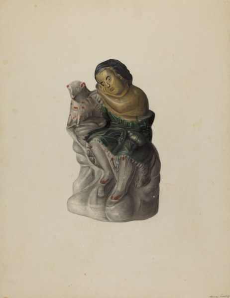 Pa. German Chalkware Mary and Her Lamb, c. 1939. Creator: Mina Lowry.