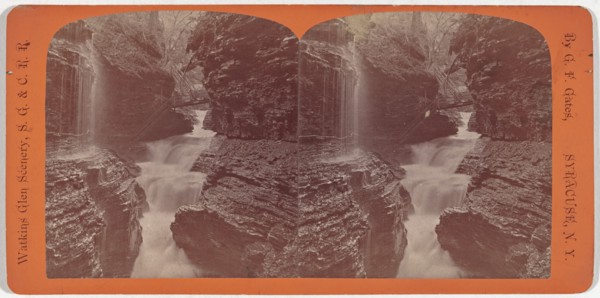 Watkins Glen Scenery, Rainbow Falls and Triple Cascades, c. 1860.