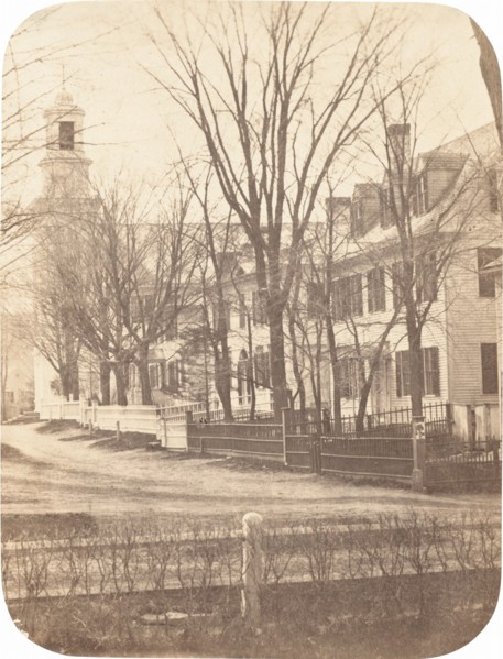 Dartmouth College Church, Professor Clement Long's House, President Nathan Lord's House, Sherman Nunnery, c. 1858.
